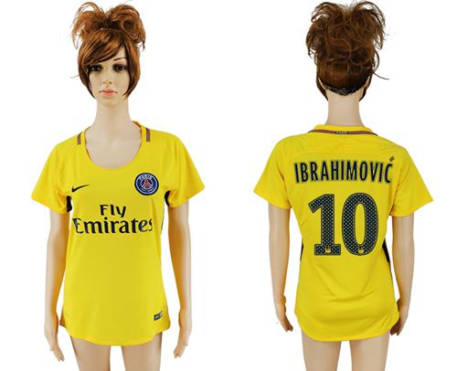 Women's Paris Saint-Germain #10 Ibrahimovic Away Soccer Club Jersey